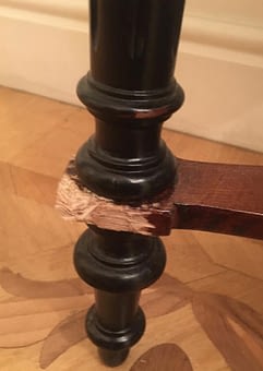 Ножка старинного чайного столика до реставрации